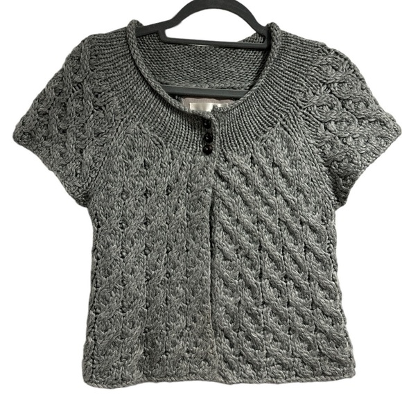 Kaisely sweater knit gray short sleeve alpaca wool acrylic blend small - Picture 1 of 6